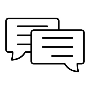 Sohbet Simgesi, Basit Siyah ve Beyaz Vektör İllüstrasyonu