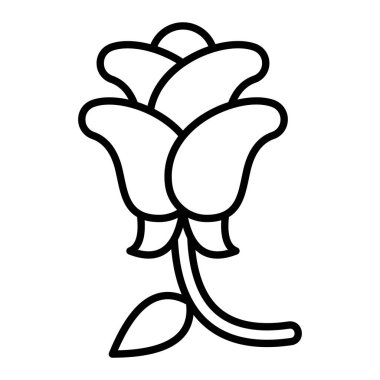 Çiçek Simgesi, Basit Siyah ve Beyaz Vektör İllüstrasyonu