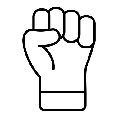 Yumruk Simgesi, Basit Siyah ve Beyaz Vektör İllüstrasyonu