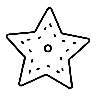 Yıldız Balığı Simgesi, Basit Siyah ve Beyaz Vektör İllüstrasyonu