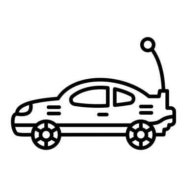 Araba Oyuncağı Simgesi, Basit Siyah ve Beyaz Vektör İllüstrasyonu