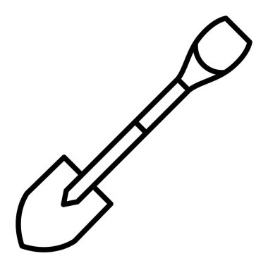 Kürek Simgesi, Basit Siyah ve Beyaz Vektör İllüstrasyonu