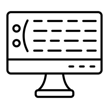 Mavi Ekran Çizgisi simgesi, Basit Siyah ve Beyaz Vektör İllüstrasyonu