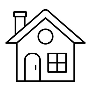 Ev Simgesi, Basit Siyah ve Beyaz Vektör İllüstrasyonu