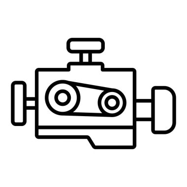 Motor Simgesi, Basit Siyah ve Beyaz Vektör İllüstrasyonu