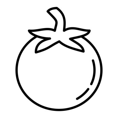 Domates Simgesi, Basit Siyah ve Beyaz Vektör İllüstrasyonu