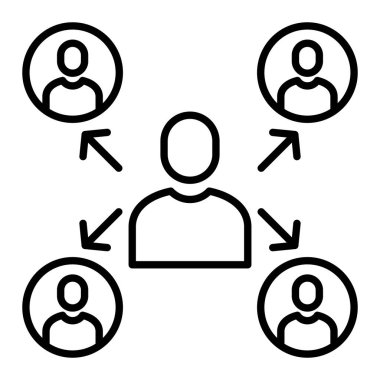 Delege Simgesi, Basit Siyah ve Beyaz Vektör İllüstrasyonu