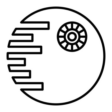 Ölüm Yıldızları Simgesi, Basit Siyah ve Beyaz Vektör İllüstrasyonu