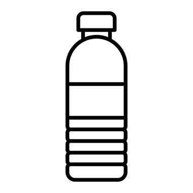 Su Şişe Simgesi, Basit Siyah ve Beyaz Vektör İllüstrasyonu