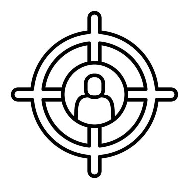 Hedef Simgesi, Basit Siyah ve Beyaz Vektör İllüstrasyonu