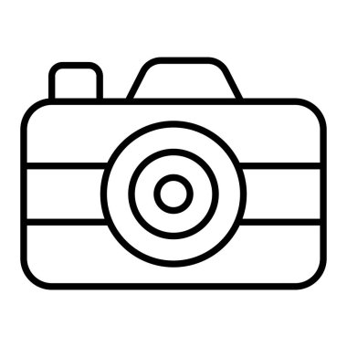 Kamera Simgesi, Basit Siyah ve Beyaz Vektör İllüstrasyonu