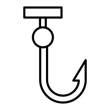 Kanca Simgesi, Basit Siyah ve Beyaz Vektör İllüstrasyonu