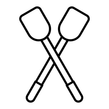 Kürek Simgesi, Basit Siyah ve Beyaz Vektör İllüstrasyonu