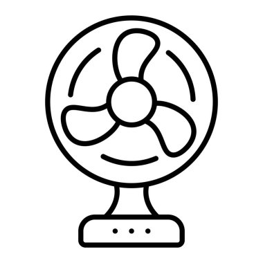 Fan Simgesi, Basit Siyah ve Beyaz Vektör İllüstrasyonu