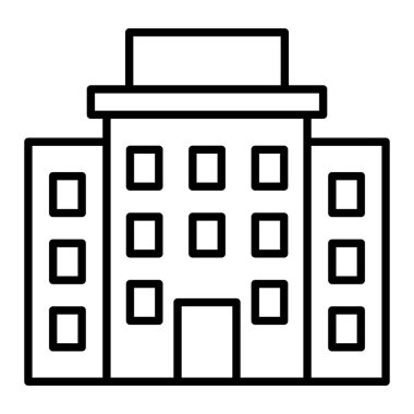 Otel Simgesi, Basit Siyah ve Beyaz Vektör İllüstrasyonu