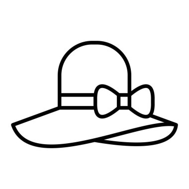 Pamela Şapka Simgesi, Basit Siyah ve Beyaz Vektör İllüstrasyonu