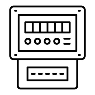 Elektrik Ölçüm Çizgisi simgesi, Basit Siyah ve Beyaz Vektör İllüstrasyonu
