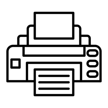 Yazdırma Simgesi, Basit Siyah ve Beyaz Vektör İllüstrasyonu