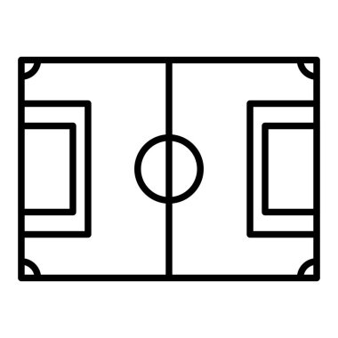 Futbol Sahası Simgesi, Basit Siyah ve Beyaz Vektör İllüstrasyonu