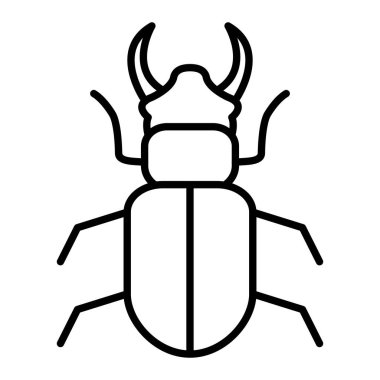 Böcek Simgesi, Basit Siyah ve Beyaz Vektör İllüstrasyonu
