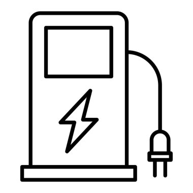 Elektrik İstasyonu Simgesi, Basit Siyah ve Beyaz Vektör İllüstrasyonu