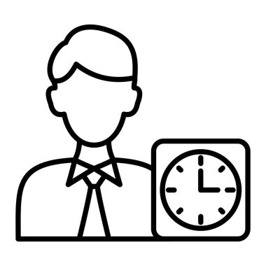 Zaman Yönetimi Simgesi, Basit Siyah ve Beyaz Vektör İllüstrasyonu