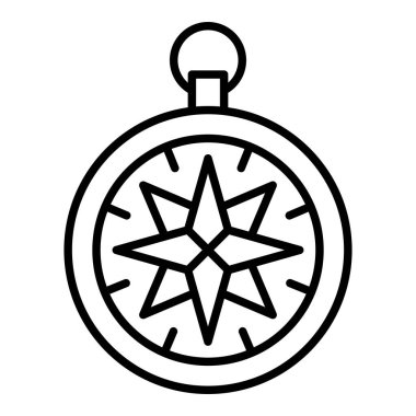 Pusula çizgisi simgesi, Basit Siyah ve Beyaz Vektör İllüstrasyonu