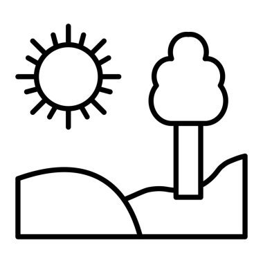 Gün Simgesi, Basit Siyah ve Beyaz Vektör İllüstrasyonu