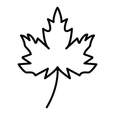 Akçaağaç Yaprak Simgesi, Basit Siyah ve Beyaz Vektör İllüstrasyonu