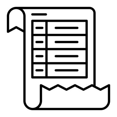 Fatura satırı simgesi, Basit Siyah ve Beyaz Vektör İllüstrasyonu