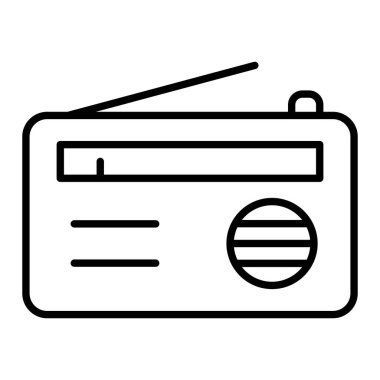 Radyo Simgesi, Basit Siyah ve Beyaz Vektör İllüstrasyonu