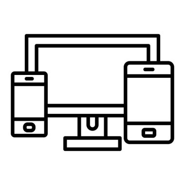 Çoklu platform Simgesi, Basit Siyah ve Beyaz Vektör İllüstrasyonu