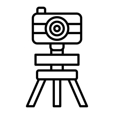 Tripod Simgesi, Basit Siyah ve Beyaz Vektör İllüstrasyonu