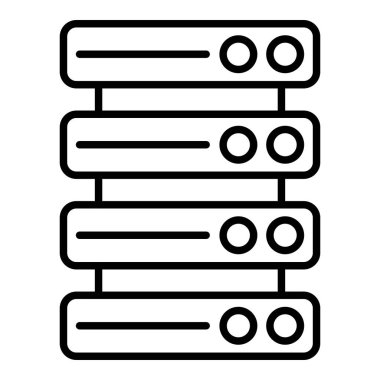 Sunucu Simgesi, Basit Siyah ve Beyaz Vektör İllüstrasyonu