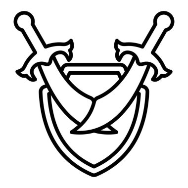 Kalkan Simgesi, Basit Siyah ve Beyaz Vektör İllüstrasyonu