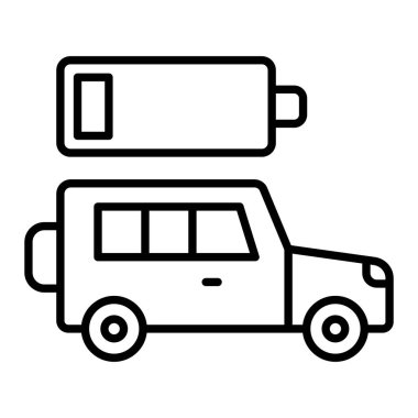 Pil Düşük Simge, Basit Siyah ve Beyaz Vektör İllüstrasyonu