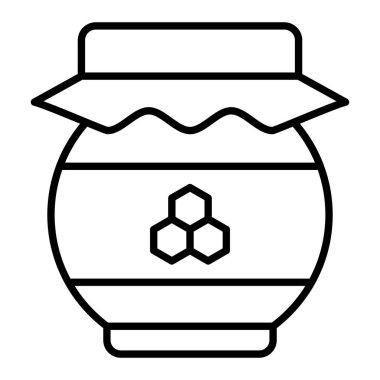 Bal Simgesi, Basit Siyah ve Beyaz Vektör İllüstrasyonu