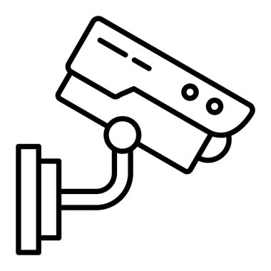 CCTV Simgesi, Basit Siyah ve Beyaz Vektör İllüstrasyonu