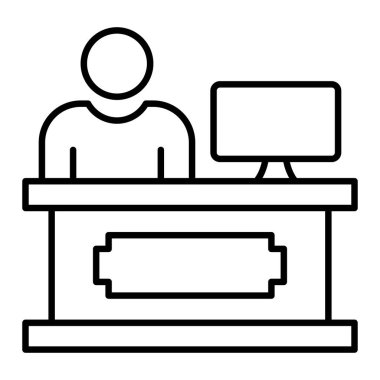 Resepsiyon Simgesi, Basit Siyah ve Beyaz Vektör İllüstrasyonu