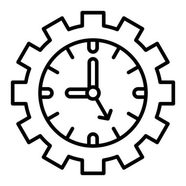 Zaman Yönetimi Simgesi, Basit Siyah ve Beyaz Vektör İllüstrasyonu