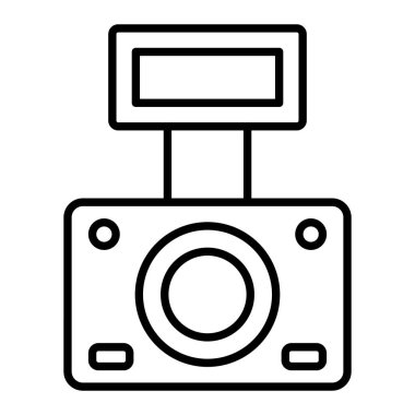 Kamera çizgisi simgesi, Basit Siyah ve Beyaz Vektör İllüstrasyonu