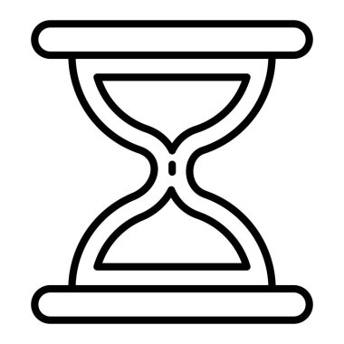 Kum Saati Simgesi, Basit Siyah ve Beyaz Vektör İllüstrasyonu