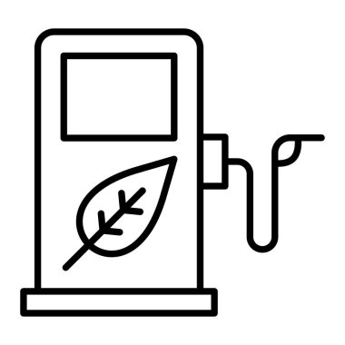 Biyoyakıt Simgesi, Basit Siyah ve Beyaz Vektör İllüstrasyonu