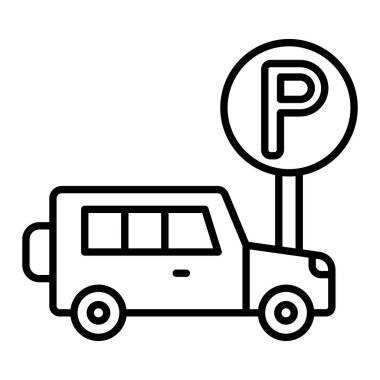 Park Simgesi, Basit Siyah ve Beyaz Vektör İllüstrasyonu