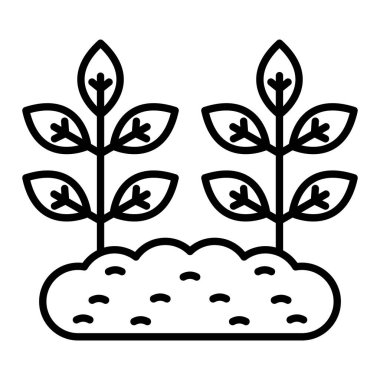 Tarım Simgesi, Basit Siyah ve Beyaz Vektör İllüstrasyonu