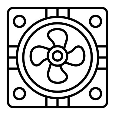 Soğutma Simgesi, Basit Siyah ve Beyaz Vektör İllüstrasyonu