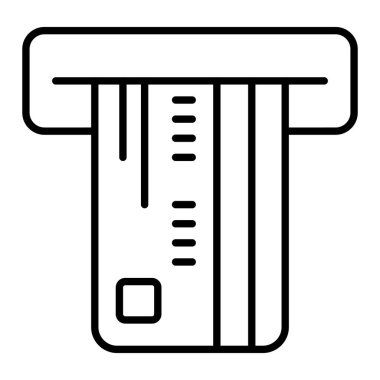 ATM Simgesi, Basit Siyah ve Beyaz Vektör İllüstrasyonu