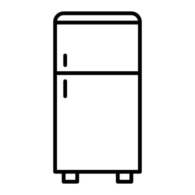 Buzdolabı Simgesi, Basit Siyah ve Beyaz Vektör İllüstrasyonu