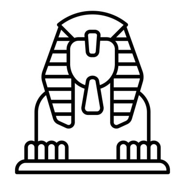 Giza Simgesi 'nin büyük sfenksi, Basit Siyah ve Beyaz Vektör İllüstrasyonu