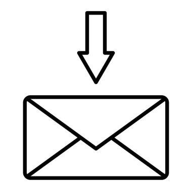 E- posta Simgesi Al, Basit Siyah ve Beyaz Vektör İllüstrasyonu